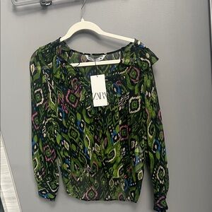 Zara Multicolor Abstract Blouse